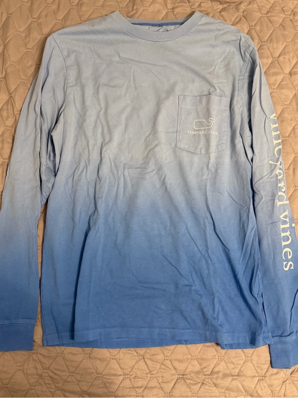 Vineyard Vines Men's Long-Sleeve Gradient Pocket Tee - Light Blue to Blue Size S